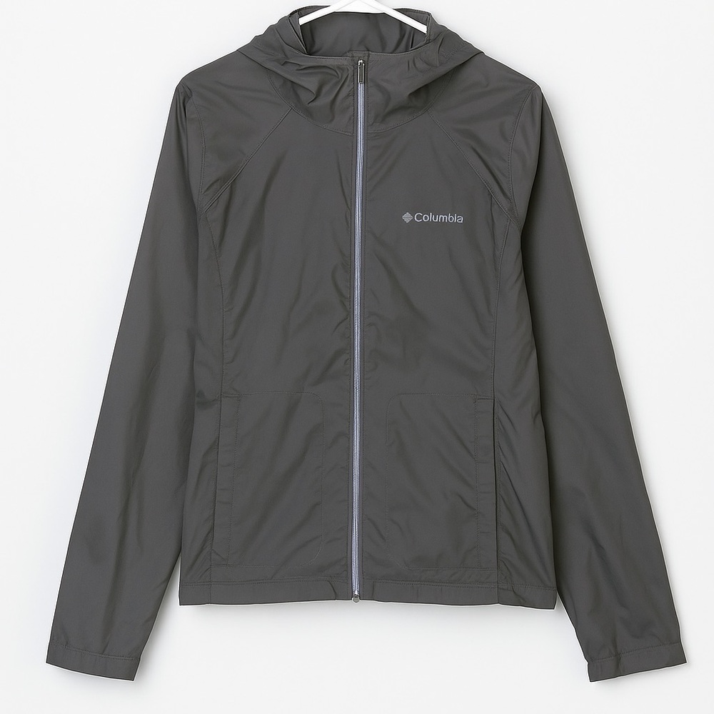 Columbia Charcoal Hooded Windbreaker
